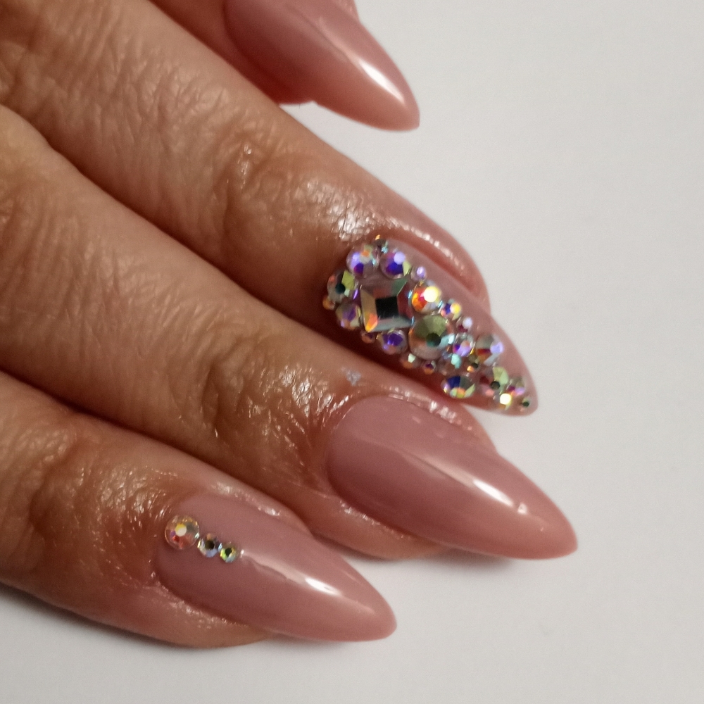 Blushing pink an bling luxury Press On Nails come in any shape and length